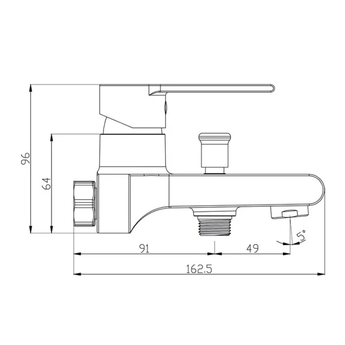 Vanová nástěnná baterie, Dita, 150 mm, bez příslušenství, chrom