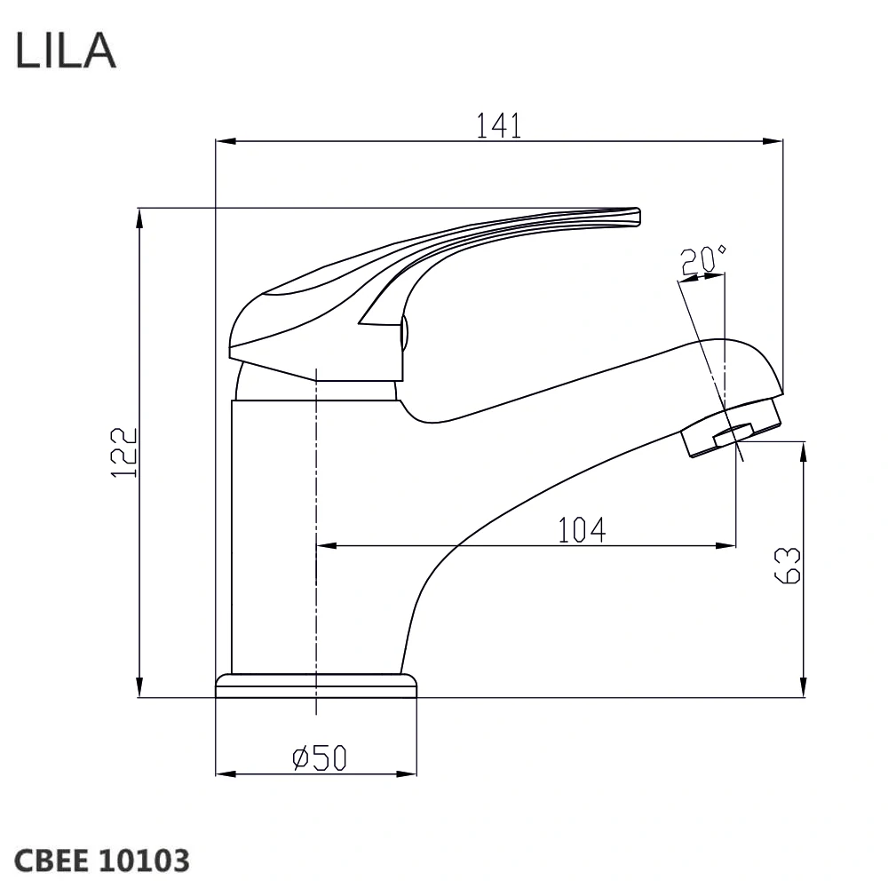 Umyvadlová stojánková baterie vyšší, Lila, bez výpusti, chrom
