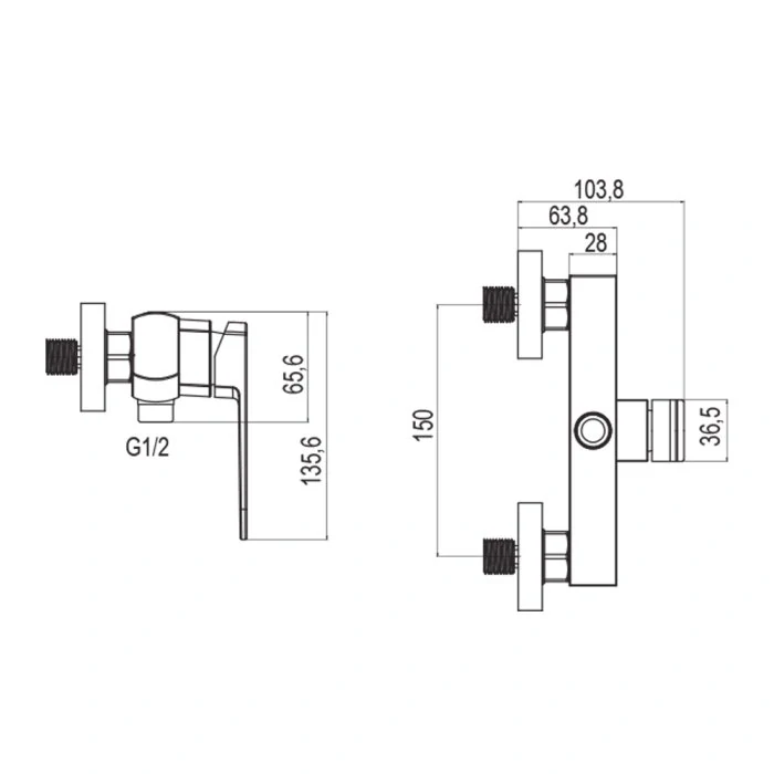 Sprchová nástěnná baterie, Mada, 150 mm, bez příslušenství, chrom