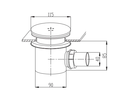 Sifon pro sprchovou vaničku, pr. 90 mm, stav. výška 85 mm