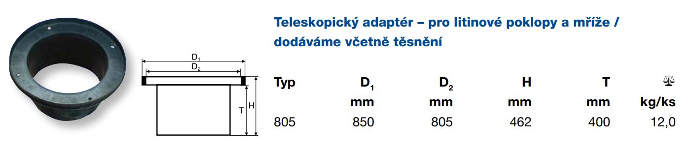 WAVIN adaptér teleskopický 805/850mm