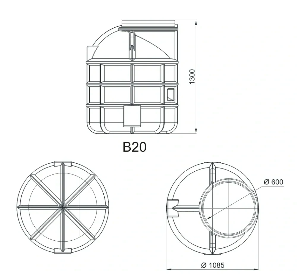 Vodoměrná šachta průměr 1000mm - výška 1300mm