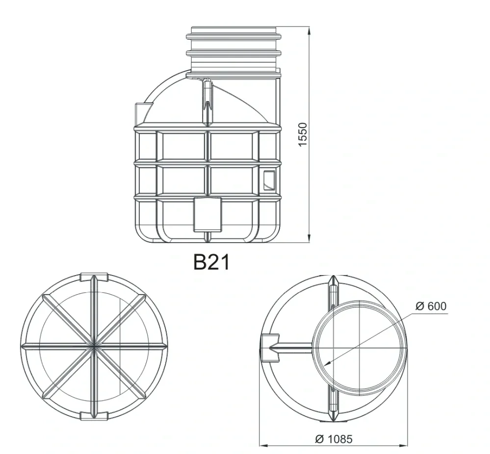 Vodoměrná šachta průměr 1000mm - výška 1550mm DN40/600kg 