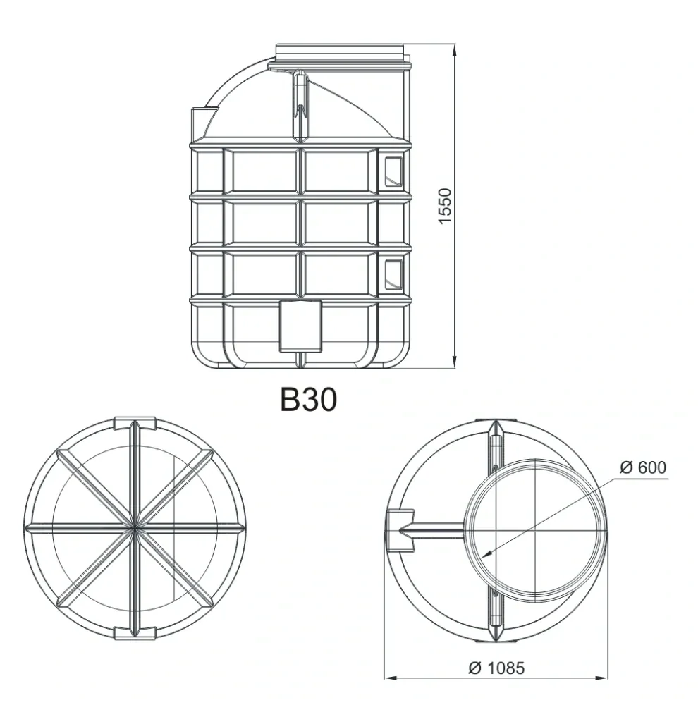 Vodoměrná šachta průměr 1000mm typ II - výška 1550mm