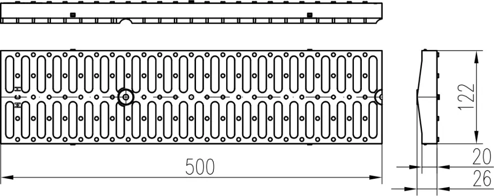 Venkovní žlab s plastovou mřížkou 130x55x1000mm