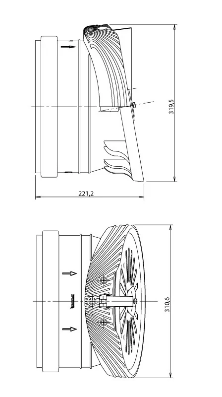 KG klapka koncová nerezová DN 250