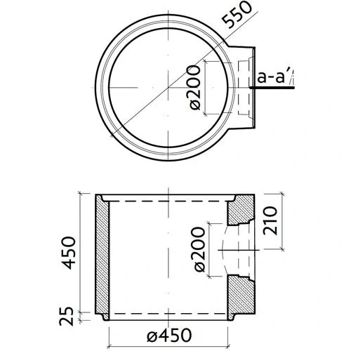 Skruž s odtokem PVC DN 200 TBV-Q 3d 450/450