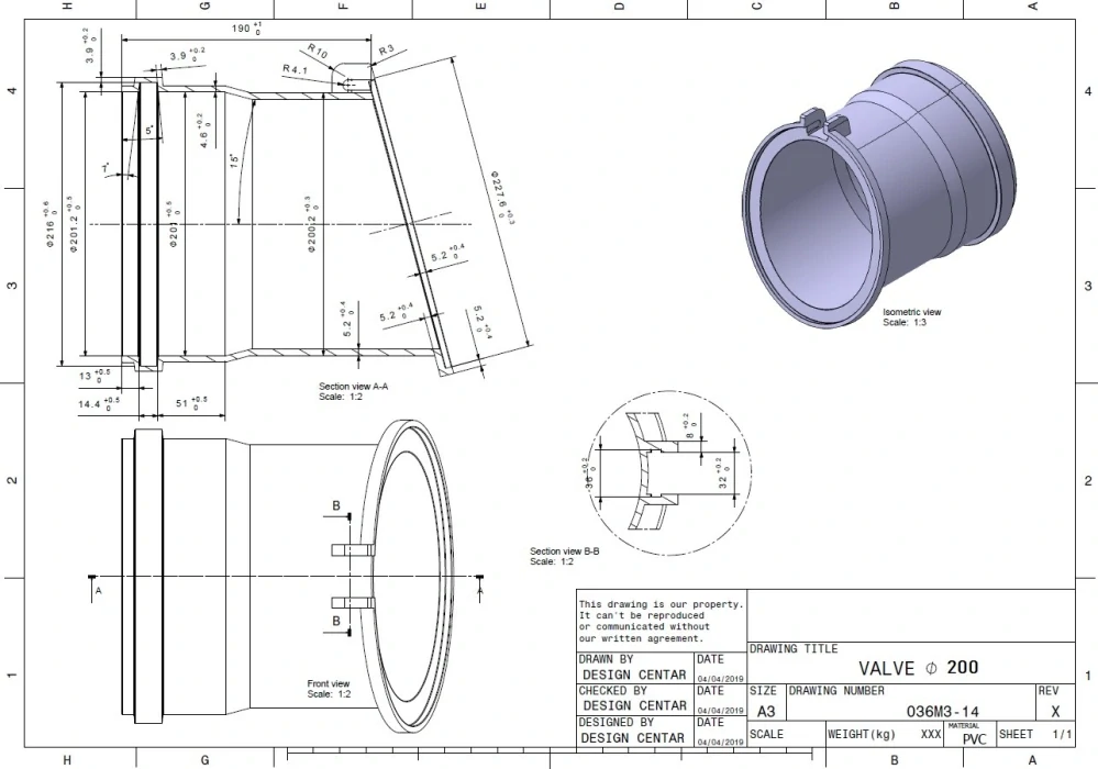 KG klapka koncová plastová DN 200