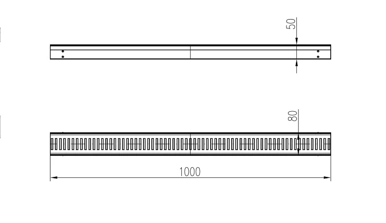 Nerezový žlab COVE s mřížkou, 1000 mm