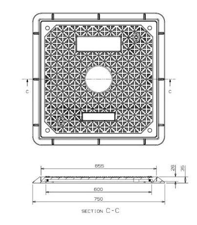 Revizní šachta DN 600x200mm přímá 12,5 t hranatý poklop 2000mm