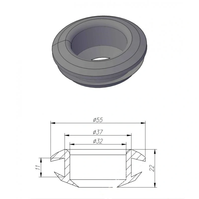 Manžeta DN32 pro tlakovou kanalizaci – vstupní těsnění do šachty / nádrže