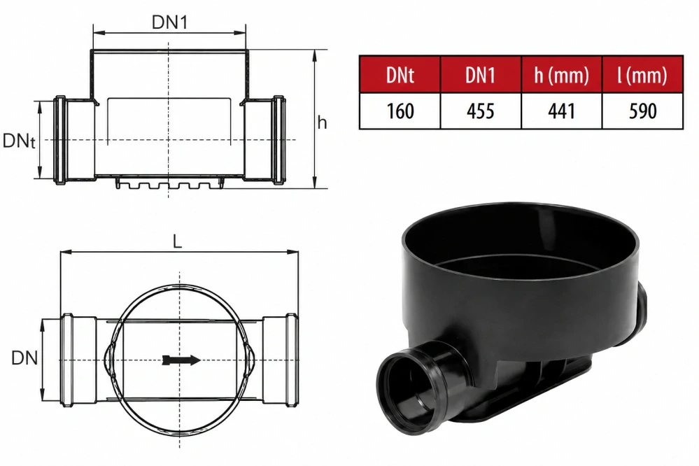 Revizní šachta DN425 - KG160 kompletní set pro kanalizační přípojku 1,5 t - 2000mm