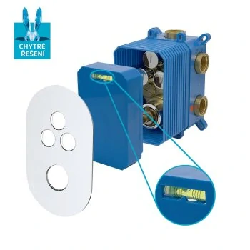 Termostatická podomítková tlačítková baterie - 3-cestná - oválný kryt