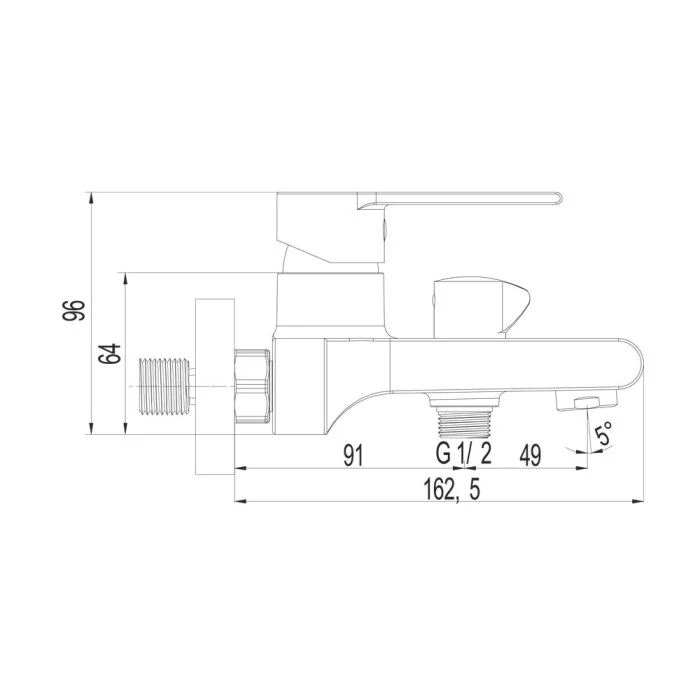 Vanová nástěnná baterie, Dita, 150 mm, bez příslušenství, chrom