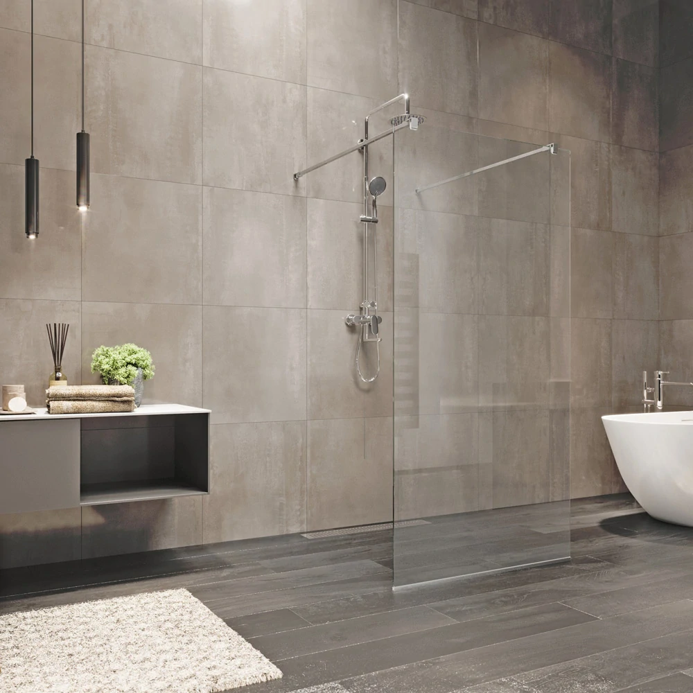 Sprchová stěna WALK IN, Novea, 120 x 200 cm, chrom ALU, sklo Čiré