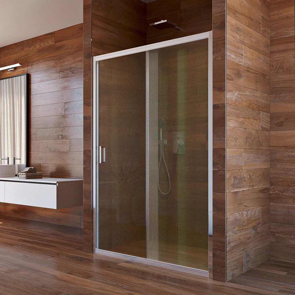 Sprchové dveře, LIMA, dvoudílné, zasunovací, 100x190 cm, chrom ALU, sklo Point