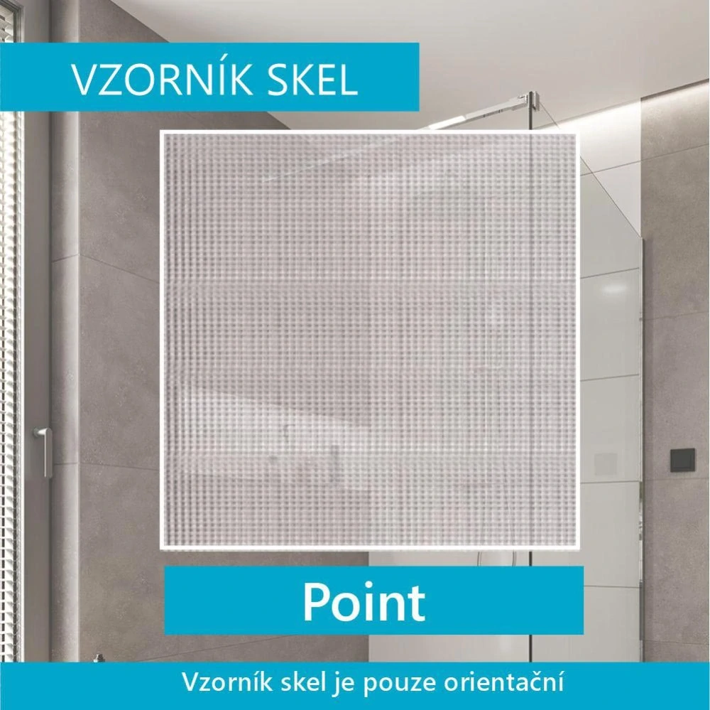 Sprchové dveře, LIMA, dvoukřídlé, lítací, 85x190 cm, chrom ALU, sklo Point