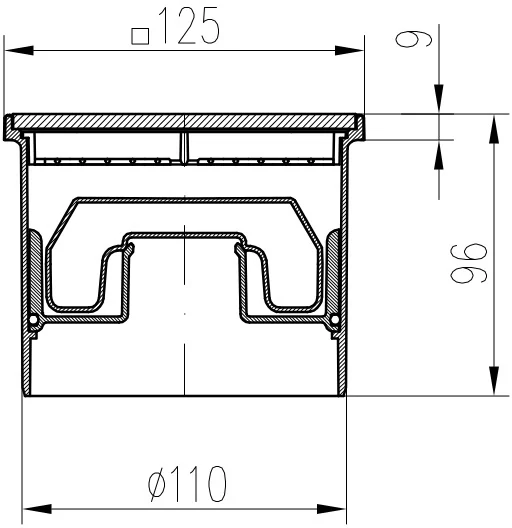 Podlahová vpusť přímá D110, NEPTUN, mřížka FACE
