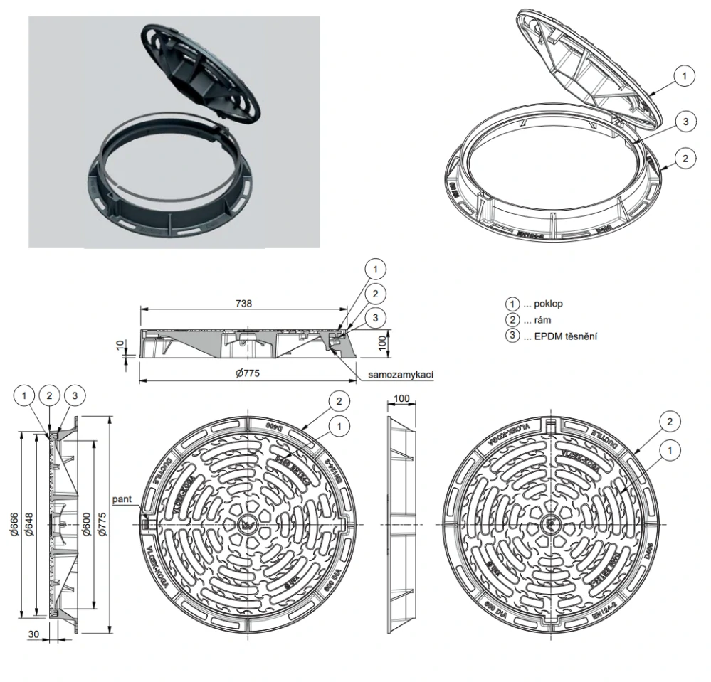 Kruhová vtoková mříž 600mm 40t