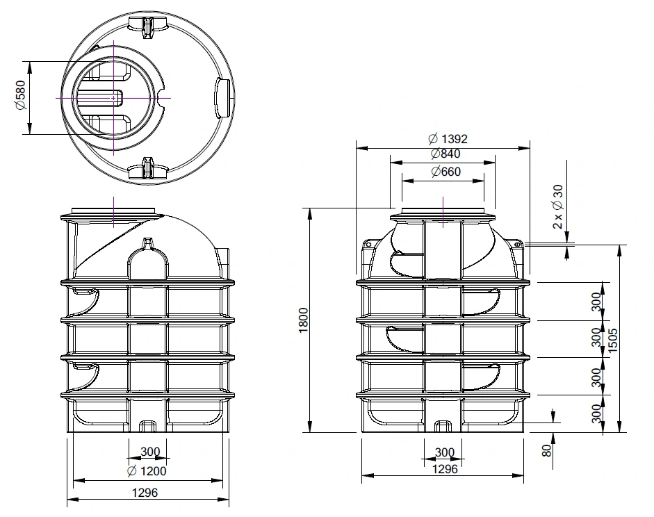 Samonosná nádrž 1,7m3 - technická voda