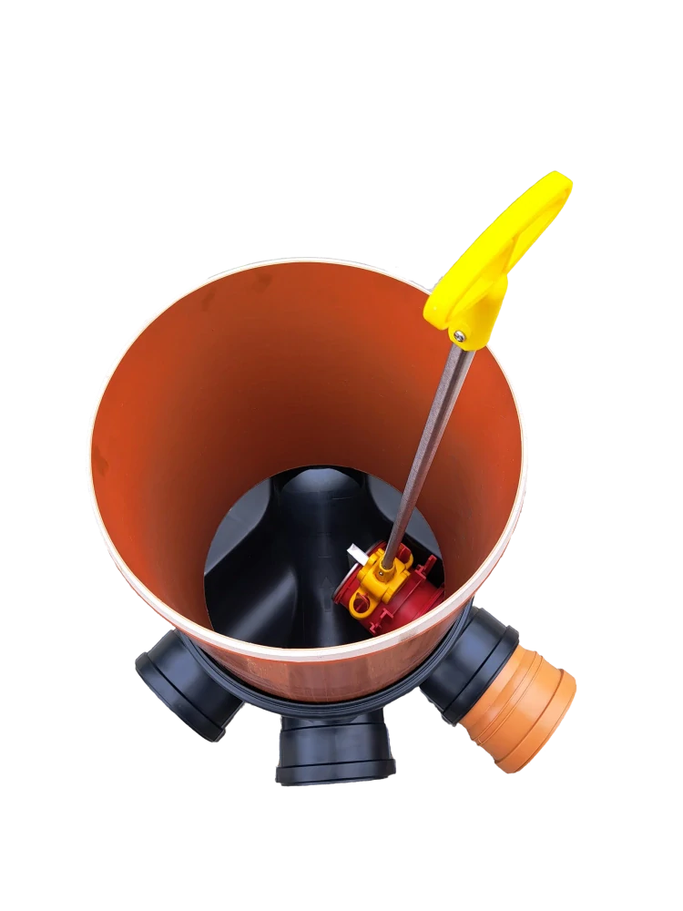 Revizní šachta se zpětnou klapkou 400mm rozvětvená KG 160 + poklop 3t (pachotěsný)