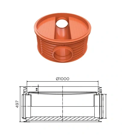 Revizní šachta DN 1000x250mm přímá 1,5t - 1500mm