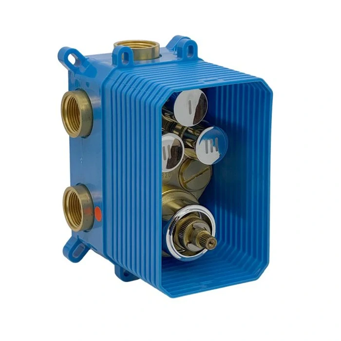 Termostatická podomítková tlačítková baterie - 3-cestná - hranatý kryt