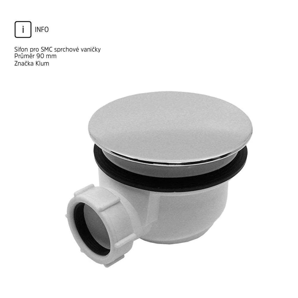 Čtvercová sprchová vanička, 90x90x14 cm, SMC, bílá, včetně nožiček a sifonu