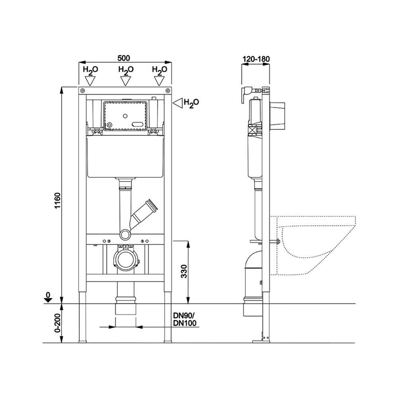 WC komplet pro sádrokarton s příslušenstvím
