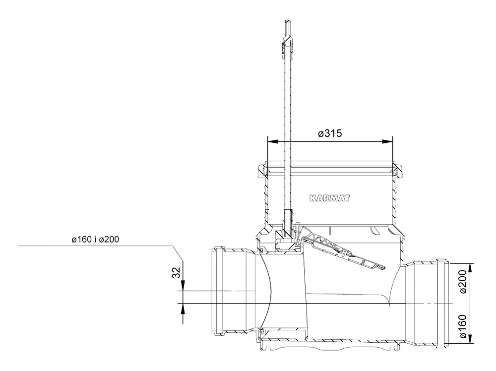 Šachtové dno se zpětnou klapkou DN 315/200