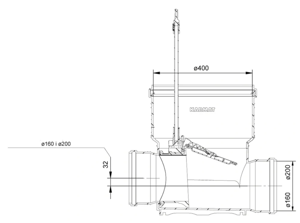 Šachtové dno se zpětnou klapkou DN 400/160