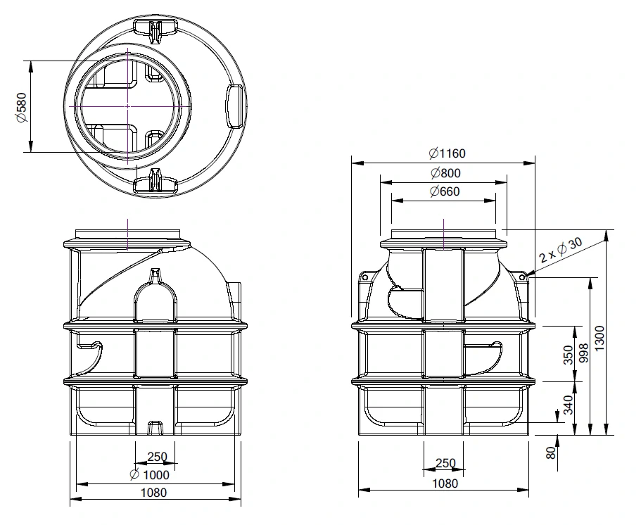 Studniční šachta průměr 1000mm - výška 1300mm