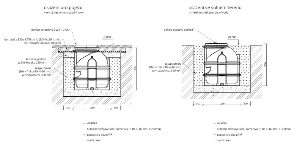 Studniční šachta průměr 1000mm - výška 1300mm