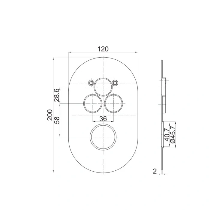 Termostatická podomítková tlačítková baterie - 3-cestná - oválný kryt