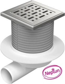 Podlahová vpusť boční D50, NEPTUN, límec, nerez mřížka FACE