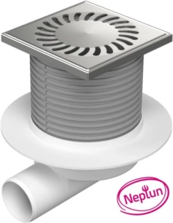 Podlahová vpusť boční D50, NEPTUN, límec, nerez mřížka SUN