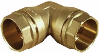 Mosazné svěrné koleno PE 32 × 32 mm 90° ISIFLO T120 – voda