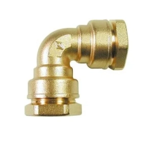 Mosazné svěrné koleno PE 32 × 32 mm 90° – voda