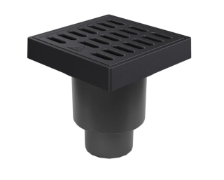 Kanalizační vpusť spodní 250x250mm KG 110/160 12,5 t - suchá klapka, litinový rámeček a mříž