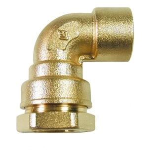 Mosazné svěrné koleno PE 32 × 1" vnitřní závit 90° – voda