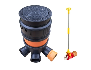 Revizní šachta se zpětnou klapkou 400mm rozvětvená KG 160 + poklop 3t (pachotěsný)